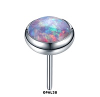 Piercing en titane F136, bijou de nez à enfoncer avec opale, sans filetage, extrémité labret dorée, calibre 18 16G