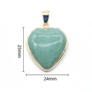 Kalung liontin batu alam Aventurine hijau kuarsa mawar kristal bentuk hati Baru grosir liontin perhiasan batu permata - Product Image 4