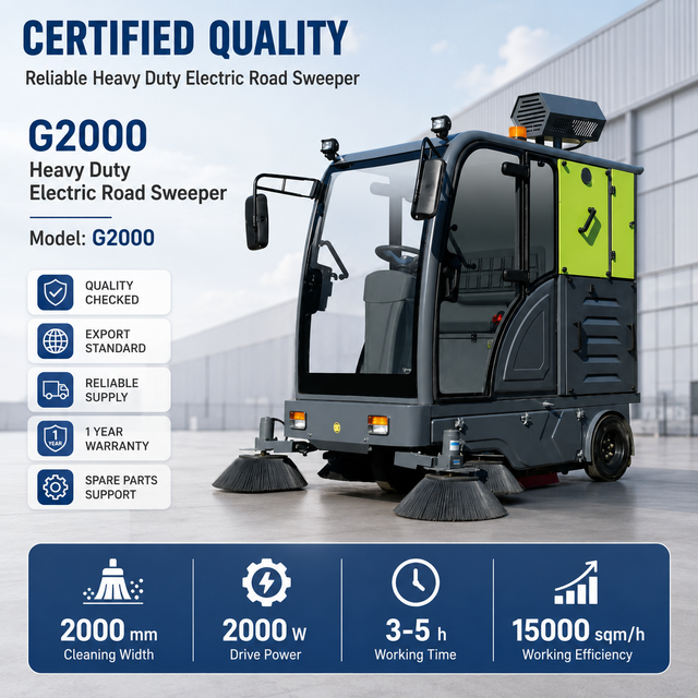 G2000 Heavy Duty Electric Road Sweeper 2000mm Cleaning Width Industrial Factory Warehouse Cleaning Machine Wholesale