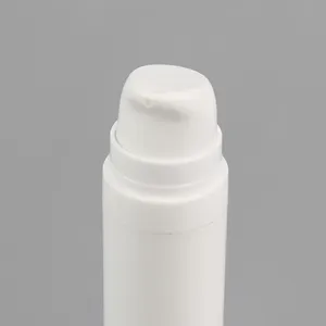 Penjualan langsung pabrik botol pompa tanpa udara plastik PP putih 5ML 10ML 15ML silinder dengan pompa Lotion jepret