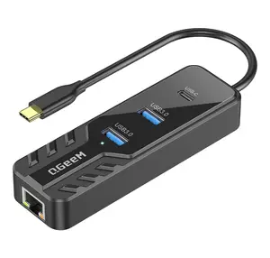 USB Ke Ethernet 2.5G RJ45 Multiport Adapter Dongle, Fungsi Penuh Cocok dengan Thunderbolt 3 100W PD 4 Port USB C Hub