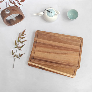 Planche à découper en bois d'acacia rectangulaire, bloc de découpe en bois massif pour la cuisine, usage domestique - Product Image 3