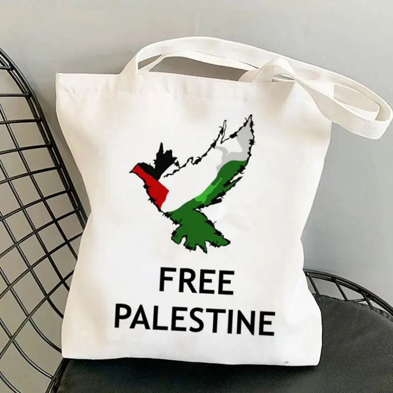 Borsa da Shopping in tela di cotone con bandiera palestina con mappa palestina