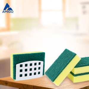 Amigo Kitchen Cleaning Sponge <b>Block</b> Thickened High Density Green Yellow 3 Piece Pack For Pots And Pans - Product Image 1