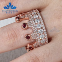Bague Couronne Princesse Moissanite Plaqué Or Rose Argent 925 Style Hip Hop Homme Bague Entièrement Sertie de Diamants – Grande Vente