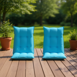 Juego de 2 cojines para silla de exterior de respaldo alto, color azul claro, acolchados, extraíbles, lavables, para todas las estaciones, relleno de fibra de poliéster - Product Image 2