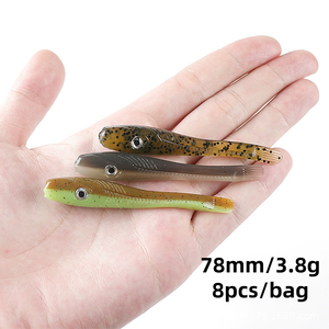 Señuelo de pesca de PVC suave con cola recta, 78 mm, 3.8 g, 8 unidades/bolsa, ojos 3D, con sal y aroma, para pesca de lubina y pargo <span class=keywords><strong>en</strong></span> agua dulce y salada - Product Image 1