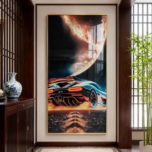 Decoración de Pared Personalizada de Fábrica, Impresión HD, Paisaje Lunar, Entrada, Sala de Estar, Pintura de Porcelana de Cristal LED - Product Image 1