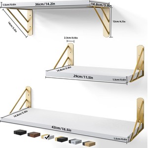 Wall Mounted Shelf Wooden Iron <b>Bracket</b> Heavy Duty Storage For Living Room Bedroom - Product Image 4