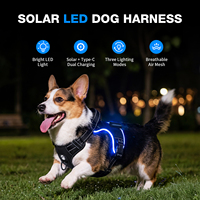 Nouveauté : Harnais de sécurité pour chien de luxe, respirant, réglable, réfléchissant, sans traction, avec éclairage LED solaire et rechargeable par Type-C