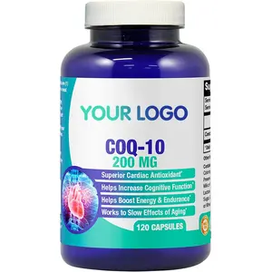 Private Label High Absorption Vegetable Coenzyme CoQ10 200 mg Capsules for Antioxidant Energy Endurance and Anti-aging