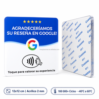 Maßgefertigte 12x12cm Spanische Acryl NFC RFID Wasserdichte Google-Bewertungskarte 100.000+ Zyklen Berührungsloser Social-Media-Ständer für Unternehmen