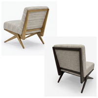 Fauteuil d'appoint de style mid-century |   Chaise longue de piscine géométrique sans accoudoirs en tissu tweed avec base en forme de Z pour terrasse de piscine
