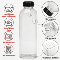 Bouteille de jus en plastique PET durable de 680 ml, forme carrée, avec bouchon anti-fuite, pour boissons fraîches, emballage en gros pour le marché américain.