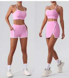 Ensemble de sport femme <span class=keywords><strong>color</strong></span> block avec débardeur à double bretelles pour la gym, le Pilates, le yoga et le tennis – Tenue de sport élégante - Product Image 2