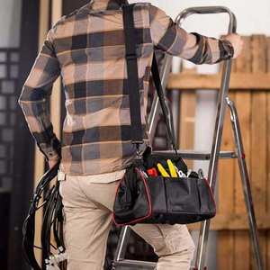 Sac à outils d'électricien robuste avec logo personnalisé, multi-poches, sangle d'épaule rembourrée réglable, grande capacité, fonction imperméable - Product Image 6