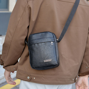 Men's Minimalist Crossbody Bag 7 Inch Lightweight Casual Commuting Shoulder Bag Brown Black Yellowish Brown Solid Color - Product Image 4