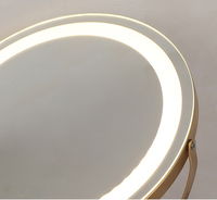 Miroir cosmétique de bureau personnalisé, écran tactile intelligent, sur pied, 3 couleurs d'éclairage LED à intensité variable, grossissant, en métal doré, personnalisable