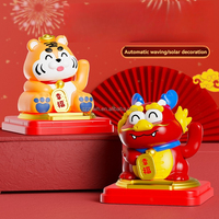 Statue de Tigre Porte-Bonheur Solaire à Main Agitable, Figurine Chinoise de Tigre Porte-Bonheur, Décoration de Bureau Feng Shui avec Logo Personnalisé, Cadeau d'Affaires pour les Fêtes