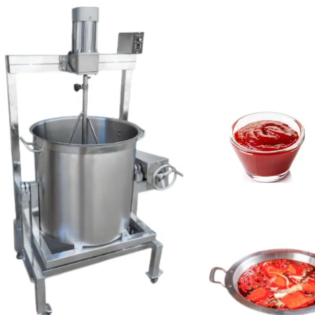 Industrial Automatic Hot Pot Sauce Soup Stir-frying Machine with Gas Stirring Pot for Garlic Chili Sugar Sauce