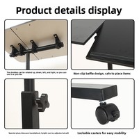 Table de chevet réglable en hauteur avec plateau rotatif, bureau mobile pour ordinateur portable, table d'appoint roulante pour canapé, roues verrouillables pour le bureau