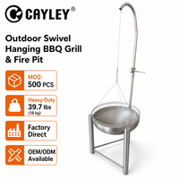 Barbecue suspendu pivotant d'extérieur, foyer pliable en fer, utilisant du bioalcool et du bois de chauffage pour patio, camping, jardin