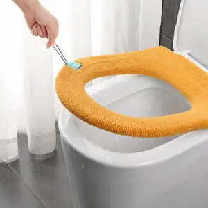 Housse de siège de toilette universelle en gros, motif citrouille, coussin doux et chaud pour abattant de toilettes, accessoires de salle de bain - Product Image 3