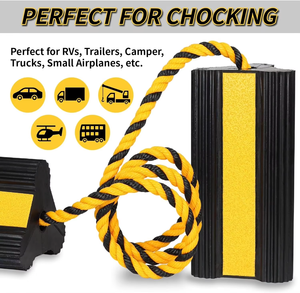 <b>Rubber</b> Wheel Chock with Rope Heavy Duty Anti-Slip Wheel Stopper with High-Intensity Prismatic Visibility for Truck Trailer - Product Image 5
