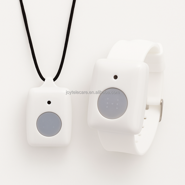 Waterproof IP67 Fall Detection Pendant Remote Control-Smart SOS Panic Button Elderly One-Touch Emergency Alert White Protective