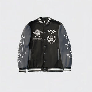 Chaqueta Bomber Universitaria Personalizada para Hombre, Estilo Béisbol Universitario con Estampado de Letras en Transferencia Térmica para Otoño - Product Image 3