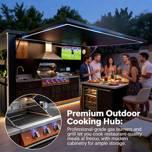 Grill Kamado e Forno per Pizza - Cucina Esterna Portatile BBQ Pod con Mobiletto in Alluminio, Controllo Fiamma Ecologico e Manopola di Sicurezza - Product Image 2