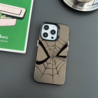 Casing Handphone TPU PC Motif Jaring Laba-laba Besar Berlapis Perak Elektroplating untuk Iphone X Xr Xs 11 12 13 14 15 16 17 18 Pro Max