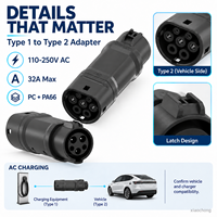 Nouvel adaptateur de charge pour véhicules électriques de type 1 à type 2, 110-250V AC, prise et prise de courant J1772 à IEC 62196 32A pour voitures électriques européennes