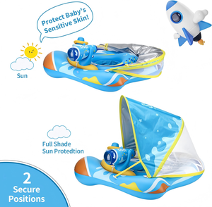 Piscine gonflable pour bébé sur le thème de la navette spatiale avec auvent solaire amovible et console de jeu interactive - Product Image 6