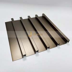 LL263 Panneau mural décoratif rainuré en acier inoxydable PVD Bronze finition brossée, persiennes métalliques, panneaux rainurés d'intérieur, support personnalisé - Product Image 4