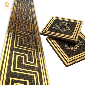 Spingletile Foshan Building Materials Black Wood Grain Border Floor Design <strong>Patterned</strong> Porcelain Golden Matte Ceramic Border <strong>Tile</strong>