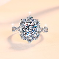 Bague de fiançailles pour femme en argent sterling S925 avec certificat GRA, moissanite ronde brillante couleur D VVS1, pavé et bande torsadée