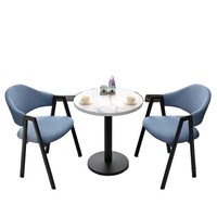 Ensemble de table à manger ronde moderne avec 2 chaises rembourrées en tissu pour café, balcon, salon, petit espace, appartement
