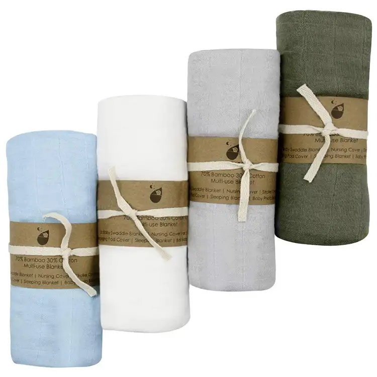 Couverture en fibres de bambou naturelles, ensemble de 4 couvertures pour bébés, douces et écologiques, pour garçons et filles