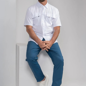 2025 Tùy Chỉnh Bán Buôn Màu Rắn Upf 50 + Nhanh Chóng Khô Polyester Spandex Pha Trộn Vải Người Đàn Ông Của Ngắn Tay Áo Áo Sơ Mi Câu Cá Đi Bộ Đường Dài Áo Sơ Mi - Product Image 3