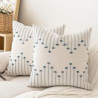 Sarung Bantal Hias Ruang Tamu Gaya Ins, Sarung Bantal Motif Bunga Potong dari Bahan Polyester-Katun yang Ringan dan Segar