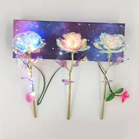 Rose Lumineuse Galaxy en Cristal Doré, Rose LED, Fleur Lumineuse, Cadeaux pour Invités, Petites Amies, Promotion avec Boîte