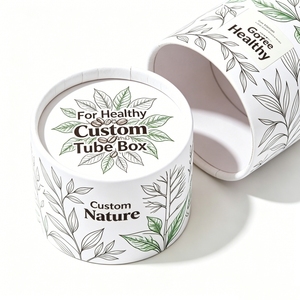 Tubo Cilíndrico de Papel Kraft Blanco Personalizado de Grado Alimenticio, Envase Biodegradable para Granos de Café y Té Orgánico con Ventana Transparente - Product Image 3