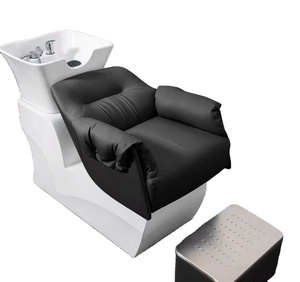 Lit de lavage de cheveux minimaliste pour barbier et salon de coiffure, avec bac en céramique profond, idéal pour les professionnels et les salons branchés - Product Image 4