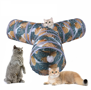 Indoor 2/3/4 5-way Collapsible Polyester Pet Tunnel Tube Foldable Kitty Cat Tunnel with Fun <b>Ball</b> Cat Peek Hole Pet Toys - Product Image 6
