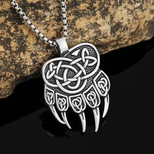 Yunnique – collier avec pendentif en forme de griffe d'ours en acier inoxydable pour hommes, bijoux Hip Hop de style urbain, chaîne de 60cm - Product Image 2