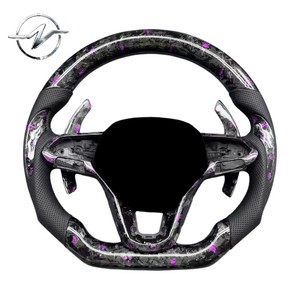 Volante Deportivo de 3 Radios, Perforado, Antideslizante, de Fibra de Carbono Forjada, Color Morado, para Volkswagen Mk8 8.5 Golf Jetta - Product Image 2