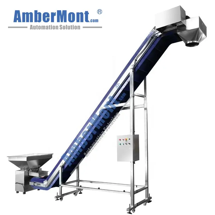 OEM Customized Oblique PP POM Food Grade Modular Belt Conveyor System With Vibration Feeder