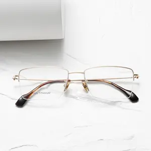 Shenzhen Fabrik neue Marke ultraleichte Titan-Ultraleichte Brille Rande Halbrahmen Geschäftsplatte Brille