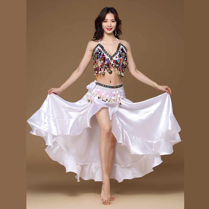 Costume Danse Orientale 2 Pièces – Soutien-gorge Pailleté, Jupe écharpe – 5 Couleurs – Pour Belly Dance, Salsa